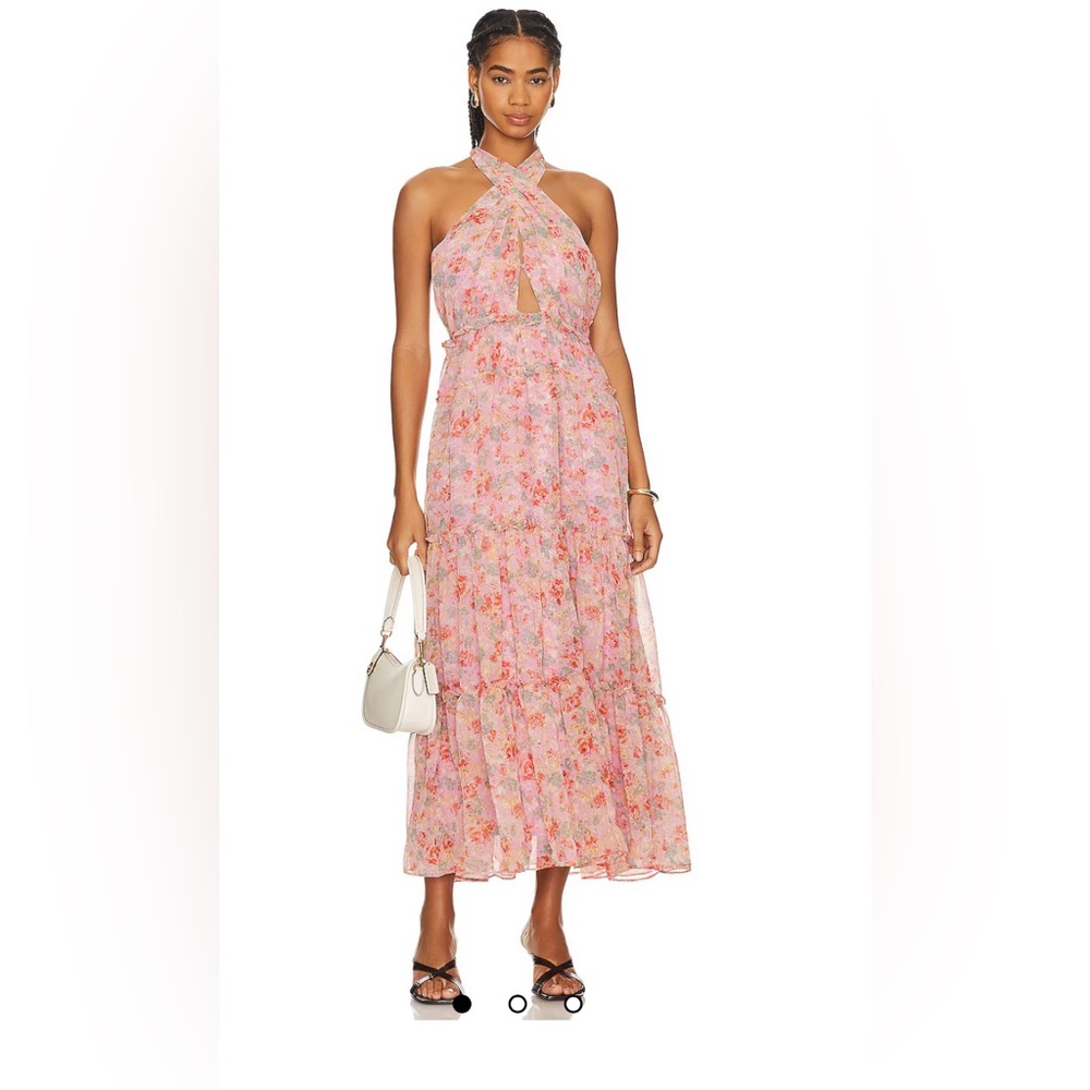 Astr Pink Floral Halter Maxi Dress